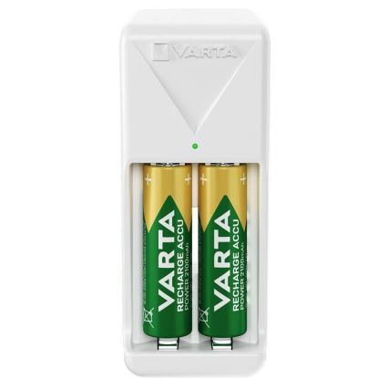 Varta 57656101451 - Cargador de baterías recargables 2x AA/AAA, 2100 mAh, 230 V