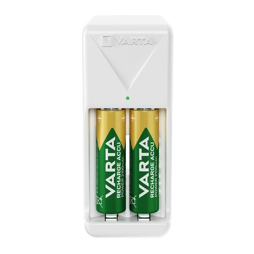 Varta 57656101451 - Cargador de baterías recargables 2x AA/AAA, 2100 mAh, 230 V