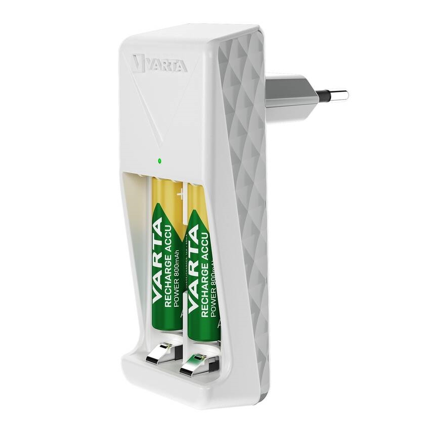 Varta 57656101451 - Cargador de baterías recargables 2x AA/AAA, 2100 mAh, 230 V