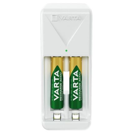 Varta 57656201421 - Cargador de baterías recargables para 2 pilas AA/AAA, 800 mAh, 230 V