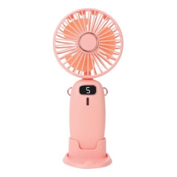 Ventilador de bolsillo recargable 3W/5V 1200 mAh, rosa