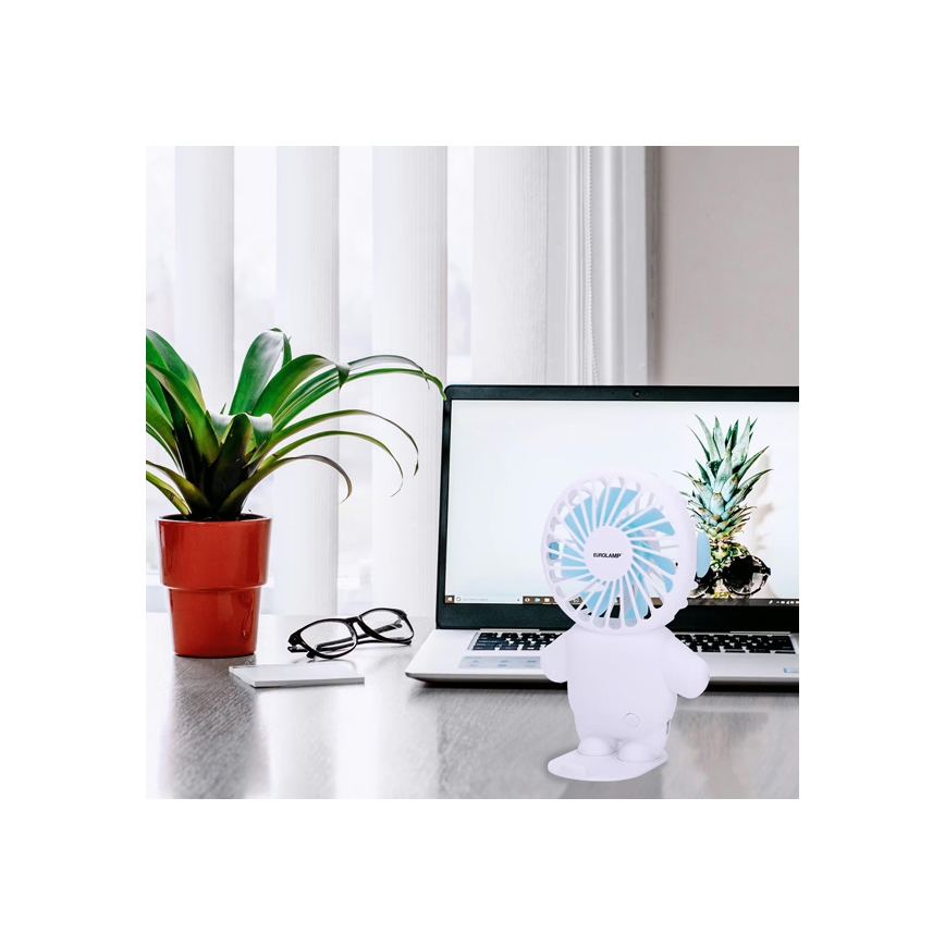 Ventilador de bolsillo recargable 4,5 W/5 V, 500 mAh, blanco/azul