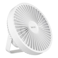 Ventilador de mesa recargable LED con iluminación LED LED/2W/5V USB 2400 mAh blanco