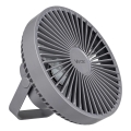 Ventilador de mesa recargable LED con iluminación LED LED/2W/5V USB 2400 mAh gris