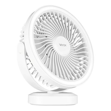 Ventilador de mesa recargable LED con iluminación LED LED/3W/5V USB 2400 mAh blanco