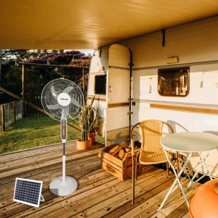 Ventilador de pie solar 15W/4V/230V 120 cm blanco