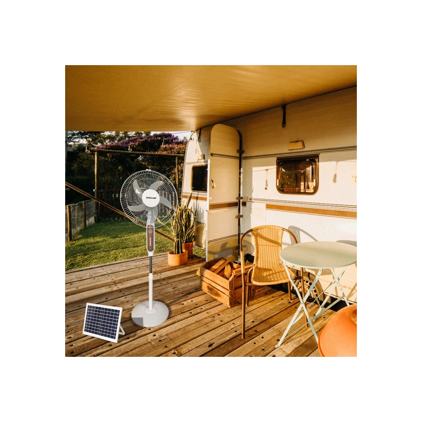 Ventilador de pie solar 15W/4V/230V 120 cm blanco