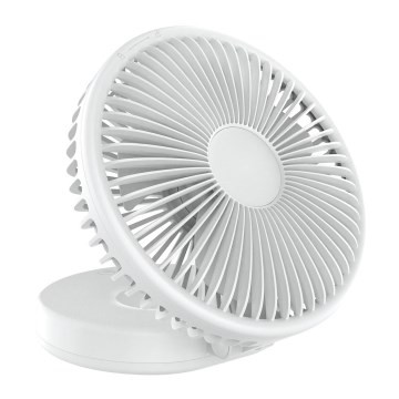 Ventilador de sobremesa recargable 10 W / 5 V, batería de 2400 mAh, blanco