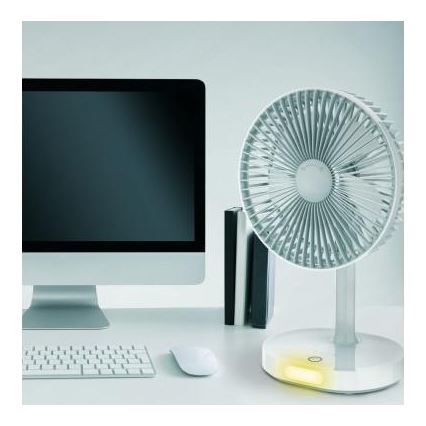 Ventilador de sobremesa recargable con lámpara LED 3000mA/3,7V USB-C