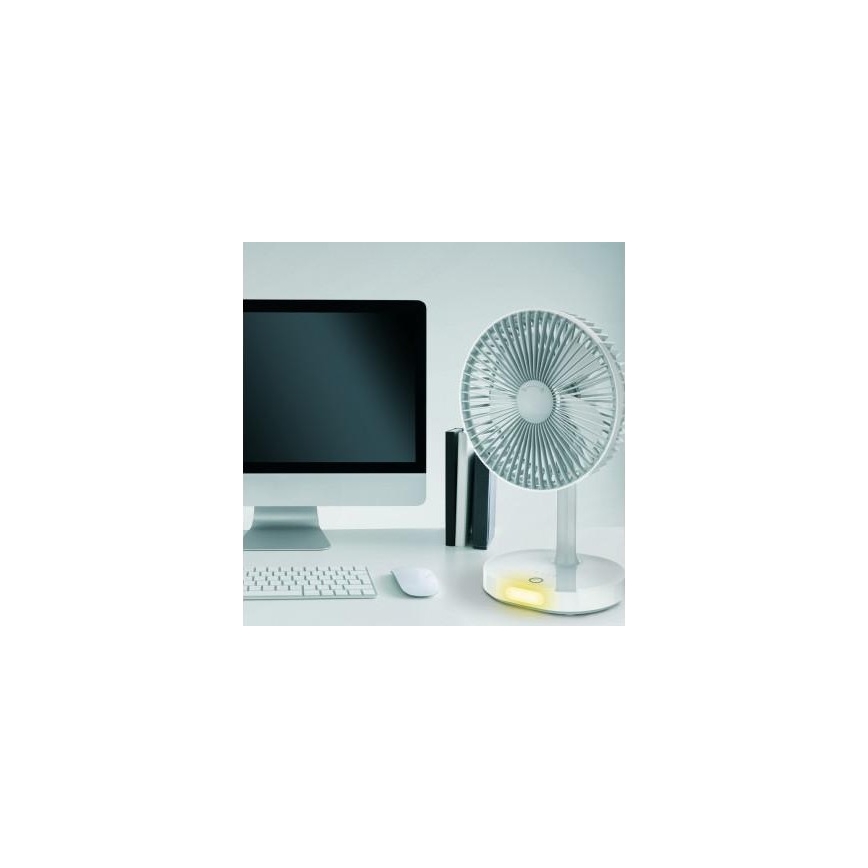 Ventilador de sobremesa recargable con lámpara LED 3000mA/3,7V USB-C