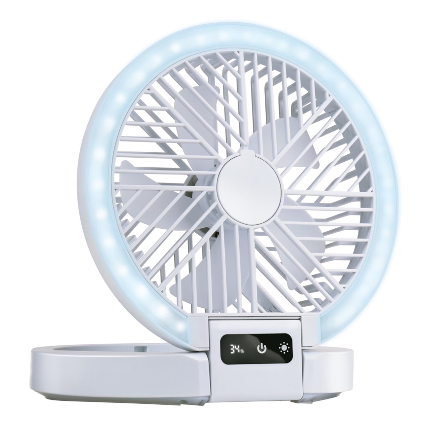 Ventilador de sobremesa recargable con LED 3,7 V 1200 mAh