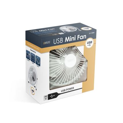Ventilador de sobremesa USB 1,75 W/5 V, diámetro 18 cm, blanco