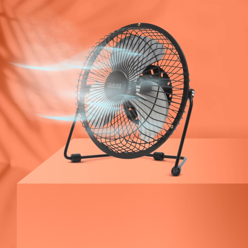 Ventilador de sobremesa USB 1,75 W/5 V, diámetro 18 cm, negro