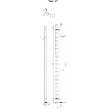 Vertaduro - Radiador de baño con termostato ERDA 400W 180x5 cm taupe
