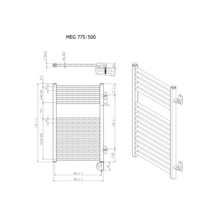 Vertaduro - Radiador de baño con termostato MEG, 400 W, 78 x 50 cm, antracita