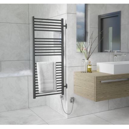Vertaduro - Radiador de baño con termostato MEG, 600 W, 118 x 50 cm, color antracita
