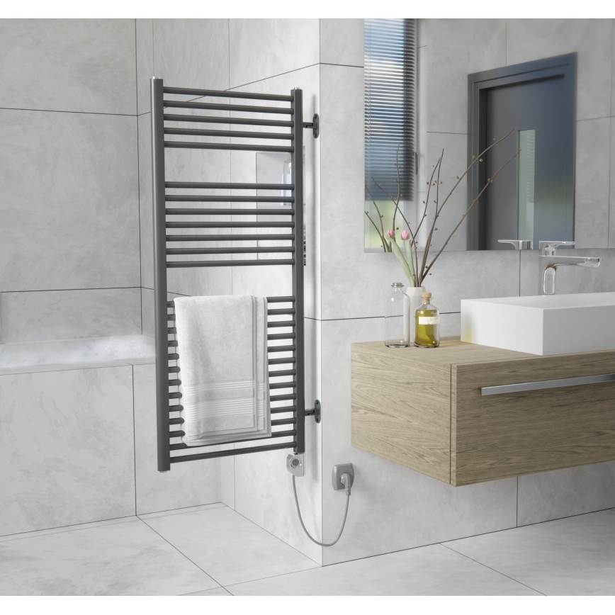 Vertaduro - Radiador de baño con termostato MEG, 600 W, 118 x 50 cm, color antracita