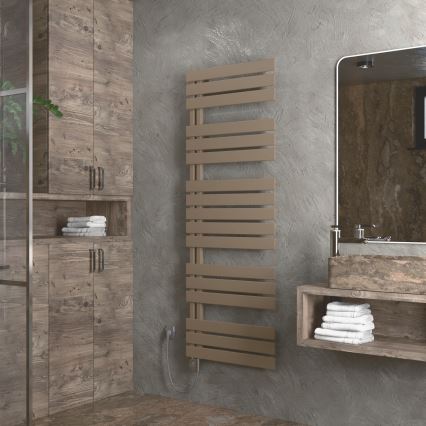 Vertaduro - Radiador de baño con termostato ZIVA, 800 W, 177 x 50 cm, taupe