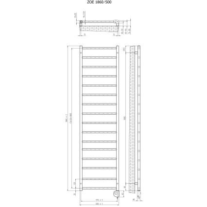 Vertaduro - Radiador de baño con termostato ZOE 400W 186x50 cm antracita