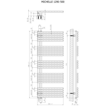 Vertaduro - Radiador para baño con termostato MICHELLE, 600 W, 129 x 50 cm, blanco