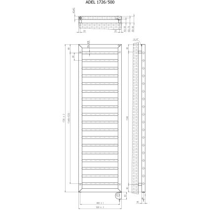 Vertaduro - Radiador toallero para baño con termostato ADEL 600 W, 172 x 50 cm, antracita