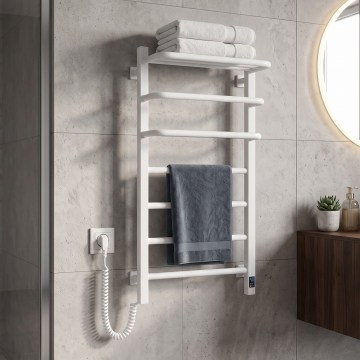 Vertaduro - Toallero eléctrico con termostato DOR 155W/230V 80x48 cm IP44 blanco izquierdo