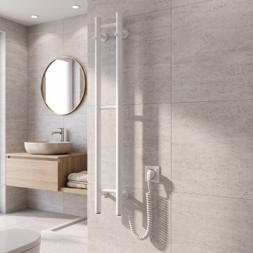 Vertaduro - Toallero eléctrico VEO 46W/230V 100x16 cm IP44, blanco, derecho