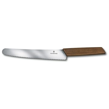 Victorinox - Cuchillo de pan SWISS MODERN 22 cm nogal