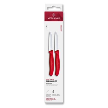 Victorinox - Juego de 2 cuchillos de cocina para verduras SWISS CLASSIC, 8 cm, color rojo