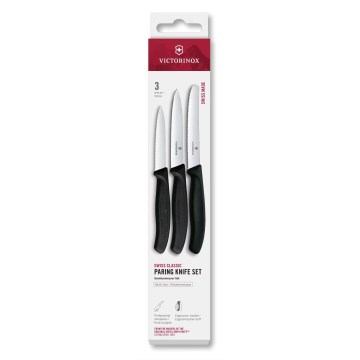 Victorinox - Juego de 3 cuchillos para verduras SWISS CLASSIC, negro