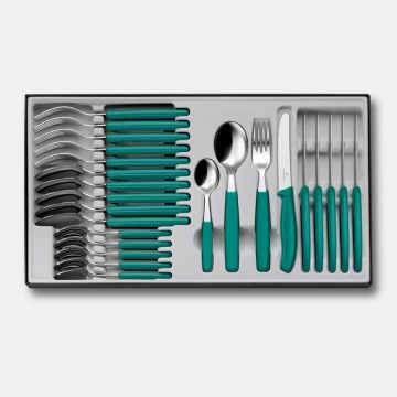 Victorinox - Juego de cubiertos SWISS CLASSIC de 24 piezas, color turquesa