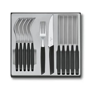Victorinox - Juego de cubiertos SWISS MODERN, 12 piezas, negro