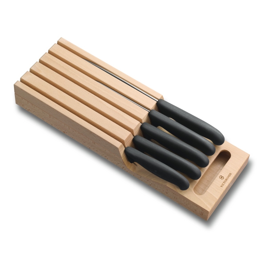 Victorinox - Juego de cuchillos de cocina con organizador, 6 piezas, haya/beige