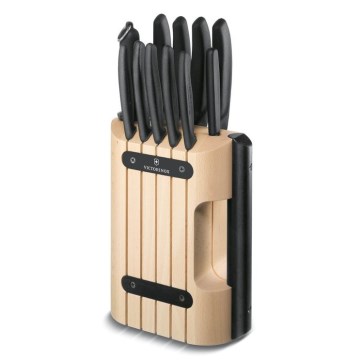 Victorinox - Juego de cuchillos de cocina en bloque SWISS CLASSIC, 12 piezas, madera de haya/beige