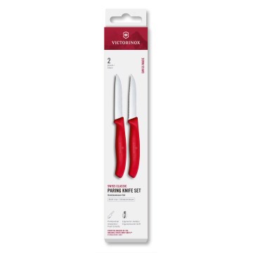 Victorinox - Juego de cuchillos de cocina para verduras SWISS CLASSIC, 8 cm, 2 unidades, rojo