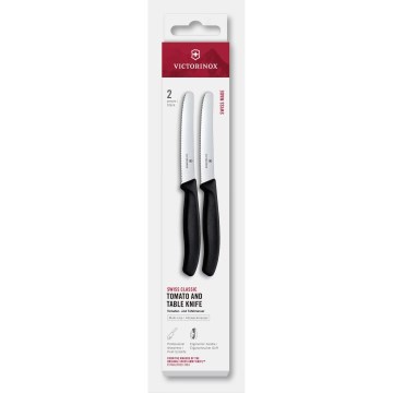 Victorinox - Set de 2 cuchillos de cocina para verduras SWISS CLASSIC, hoja de 11 cm, color negro