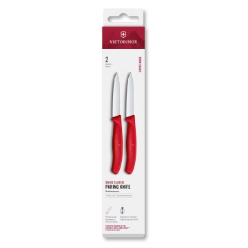 Victorinox - Set de 2 cuchillos de cocina SWISS CLASSIC para verduras, hoja 8 cm, color rojo