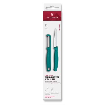 Victorinox - Set de cuchillo de cocina con pelador SWISS CLASSIC turquesa