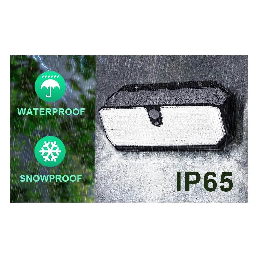Viking - Aplique solar LED de pared con sensor LED/2W/3,7V IP65 6000K 2200 mAh