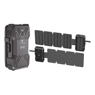 Viking - Power bank con linterna LED, carga inalámbrica y panel solar Power Delivery 22,5W/30000 mAh