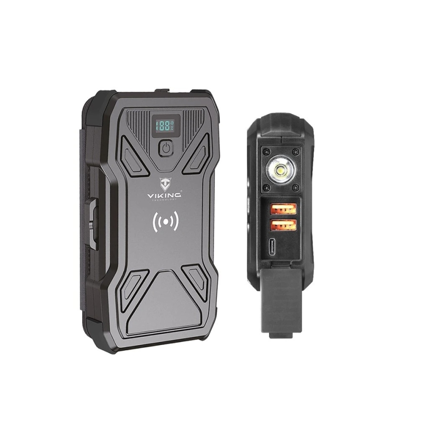 Viking - batería externa con linterna LED, carga inalámbrica y panel solar, Power Delivery 22,5 W / 20.000 mAh