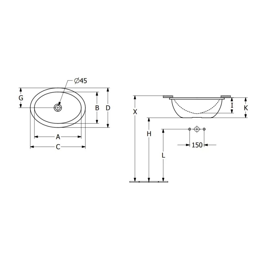 Villeroy & Boch 4A530001 - Lavabo encastrado LOOP&FRIENDS 43x29 cm cerámica/blanco