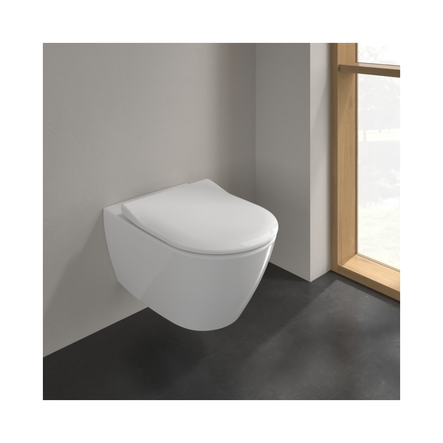 Villeroy & Boch 5614R2R1 - Inodoro suspendido con asiento SoftClose SUBWAY 2.0 cerámica/blanco