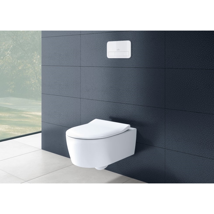 Villeroy & Boch 5656RSR1 - Inodoro suspendido AVENTO con asiento SoftClose, cerámica blanca