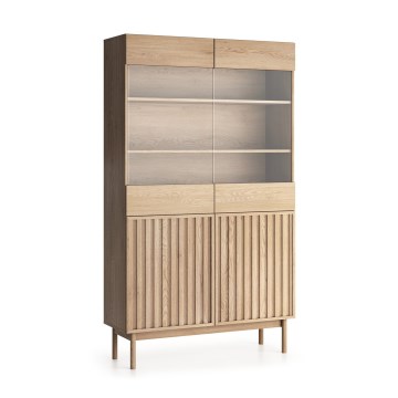 Vitrina KIOTO 106x183x37 cm roble Cremona/cristal