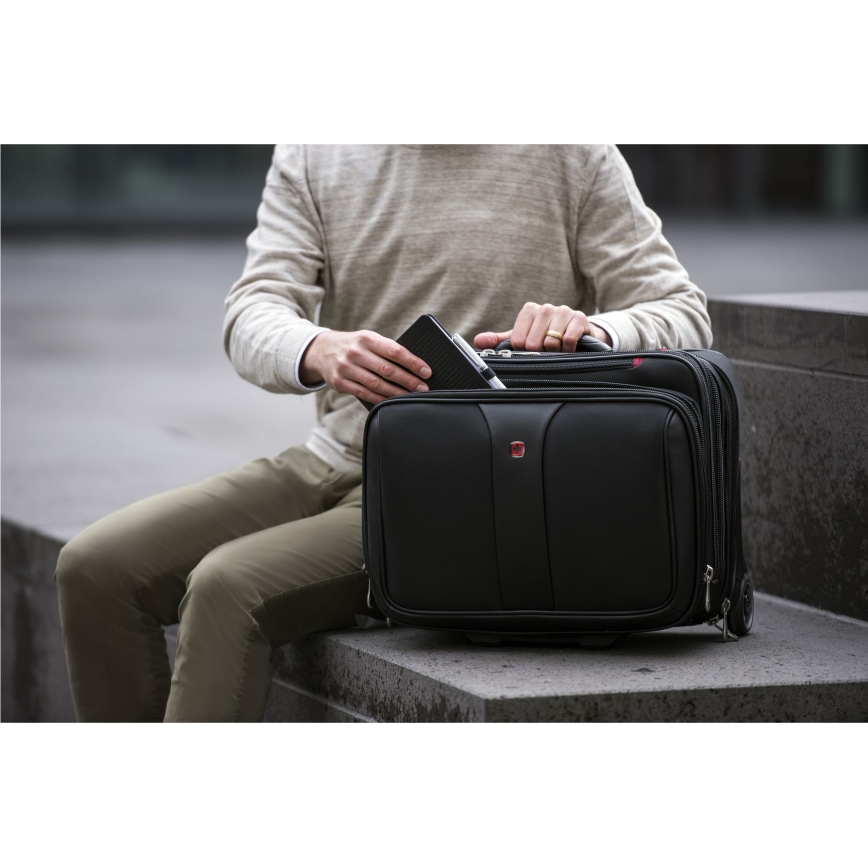 Wenger - Maleta de viaje con ruedas 25 l 17 + bolsa para portátil 15,6 Patriot negro