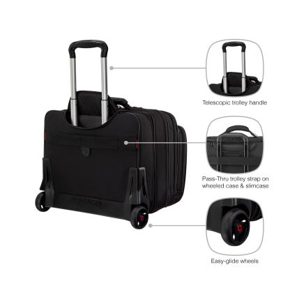 Wenger - Maleta de viaje con ruedas 25 l 17 + bolsa para portátil 15,6 Patriot negro