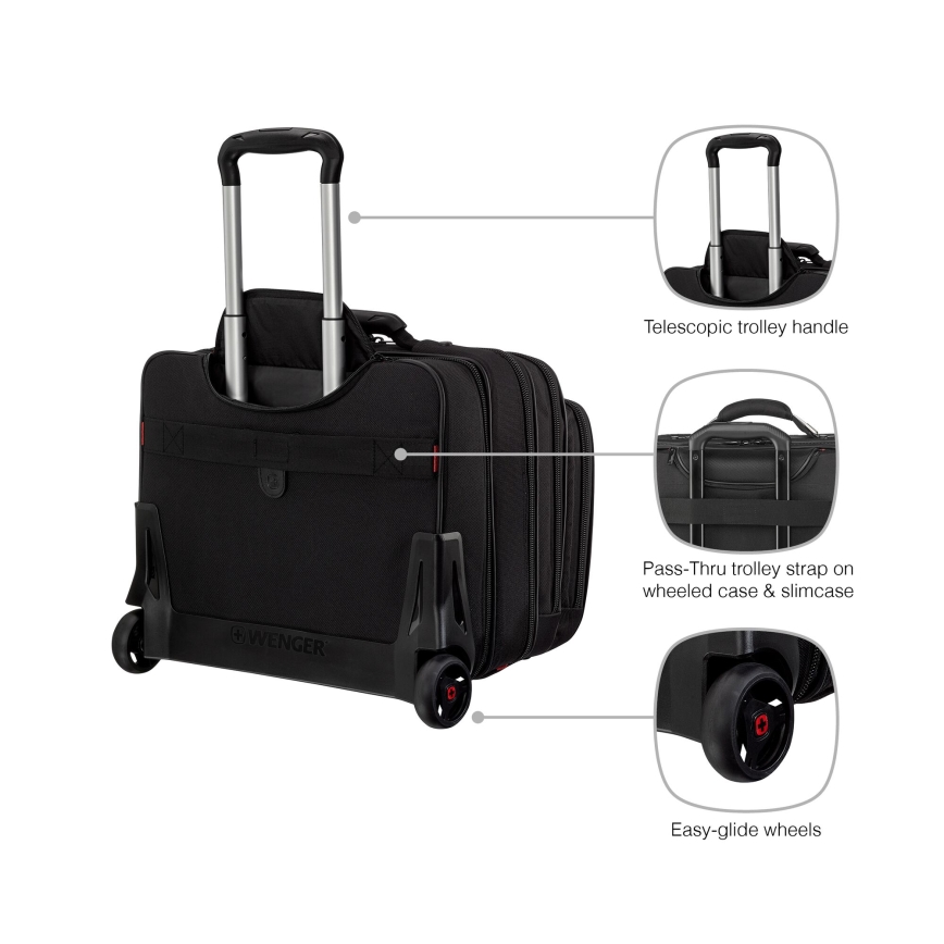 Wenger - Maleta de viaje con ruedas 25 l 17 + bolsa para portátil 15,6 Patriot negro