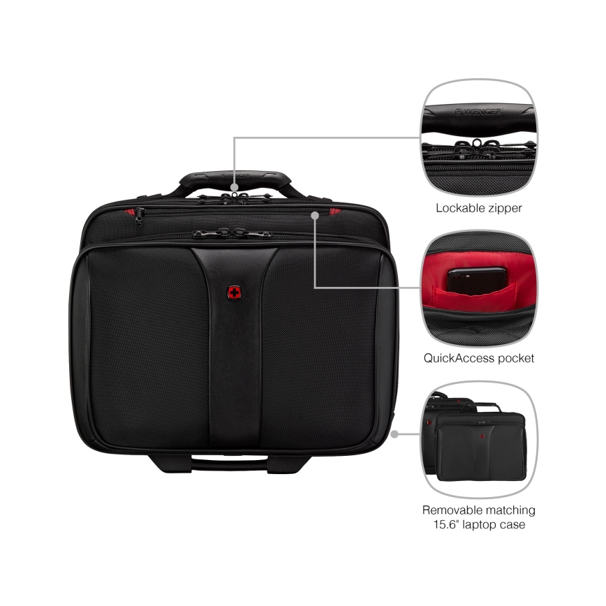 Wenger - Maleta de viaje con ruedas 25 l 17 + bolsa para portátil 15,6 Patriot negro