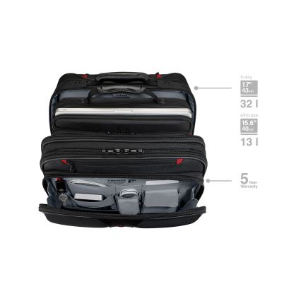 Wenger - Maleta de viaje con ruedas 25 l 17 + bolsa para portátil 15,6 Patriot negro